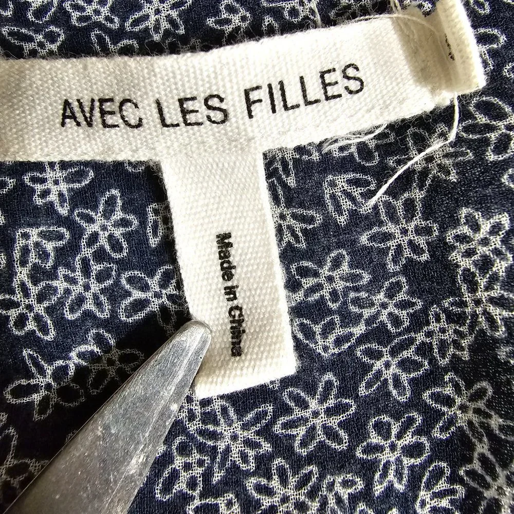 Avec Les Filles Sz S Microfloral Printed Pleated Shirt Flowy Shift Dress - Picture 12 of 16